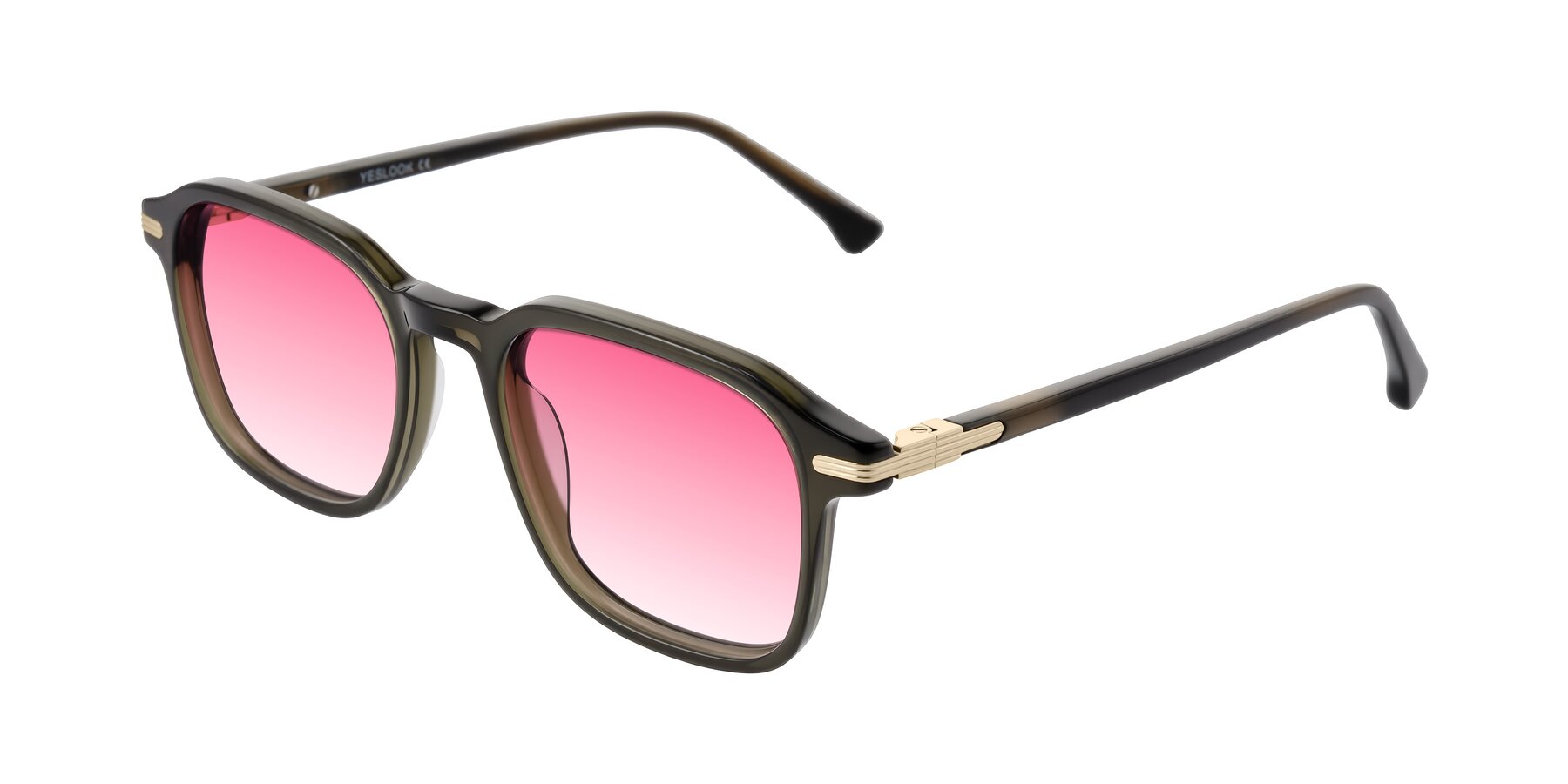 Angle of Tlaho in Dark Green with Pink Gradient Lenses