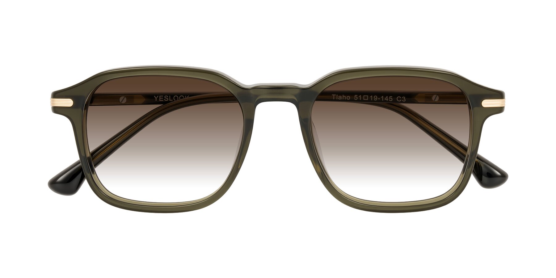 Folded Front of Tlaho in Dark Green with Brown Gradient Lenses
