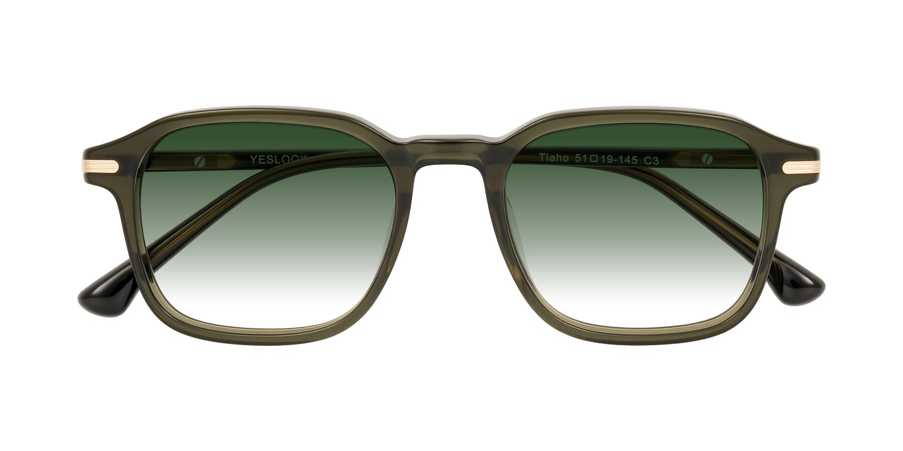 Folded Front of Tlaho in Dark Green with Green Gradient Lenses