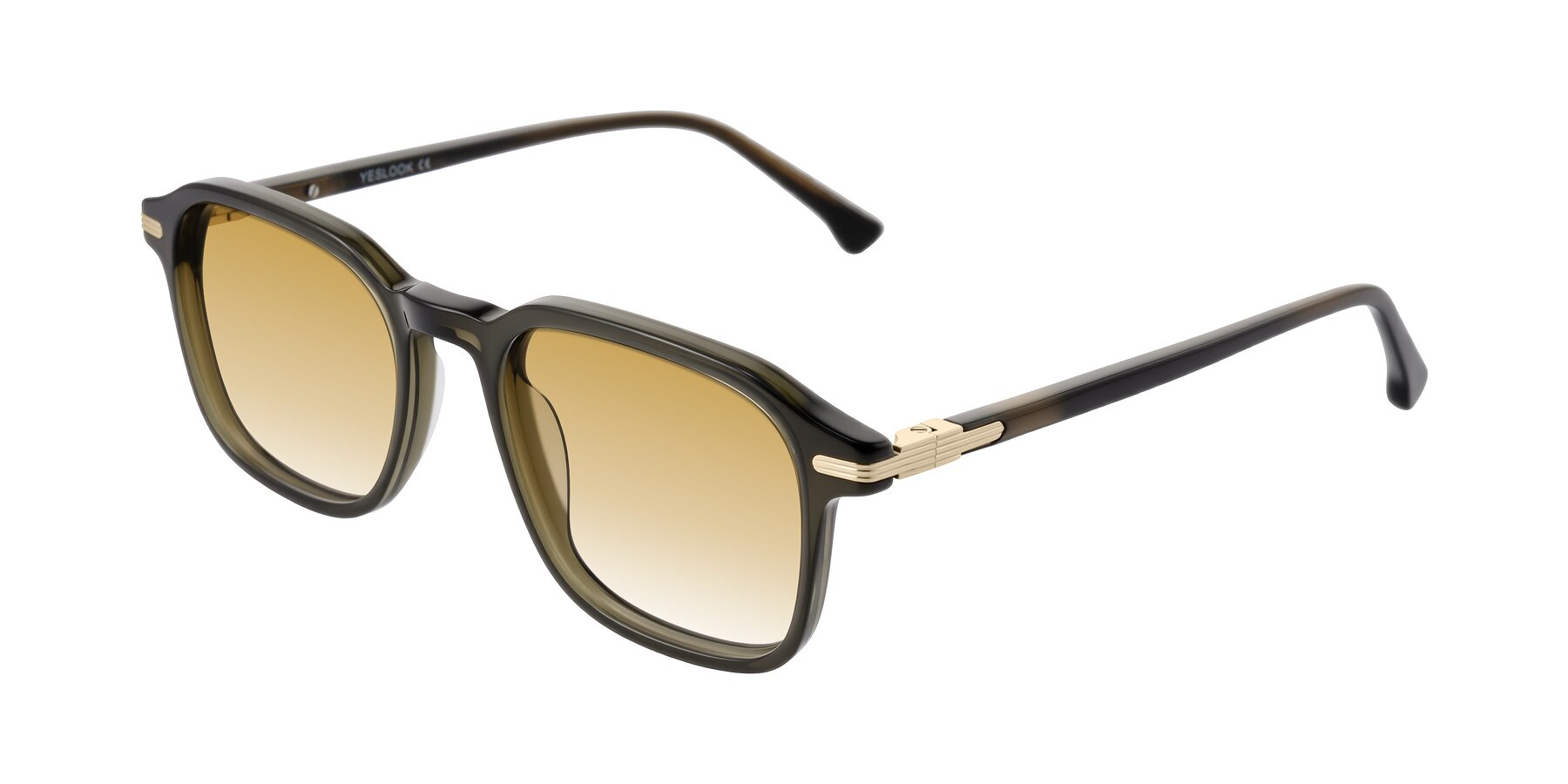 Angle of Tlaho in Dark Green with Champagne Gradient Lenses