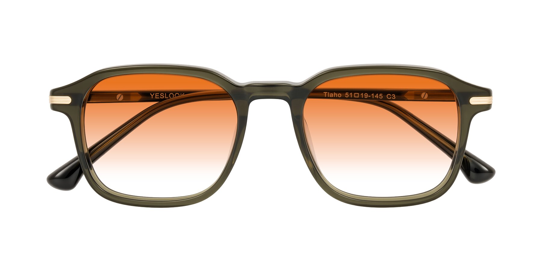 Folded Front of Tlaho in Dark Green with Orange Gradient Lenses