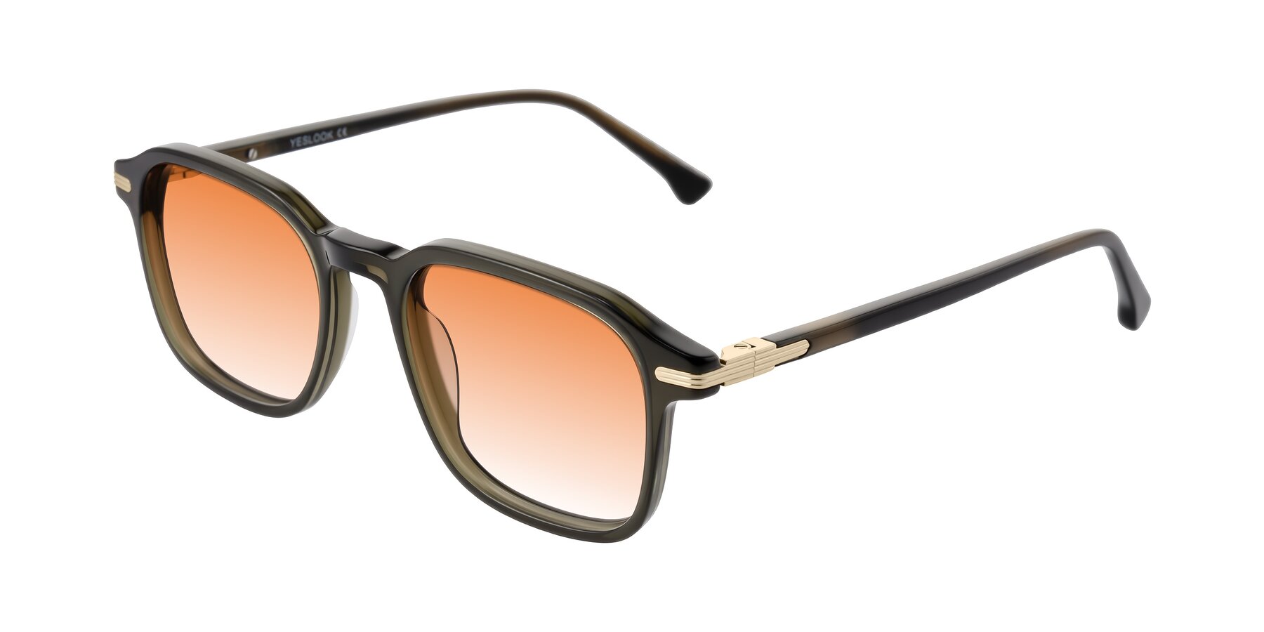 Angle of Tlaho in Dark Green with Orange Gradient Lenses