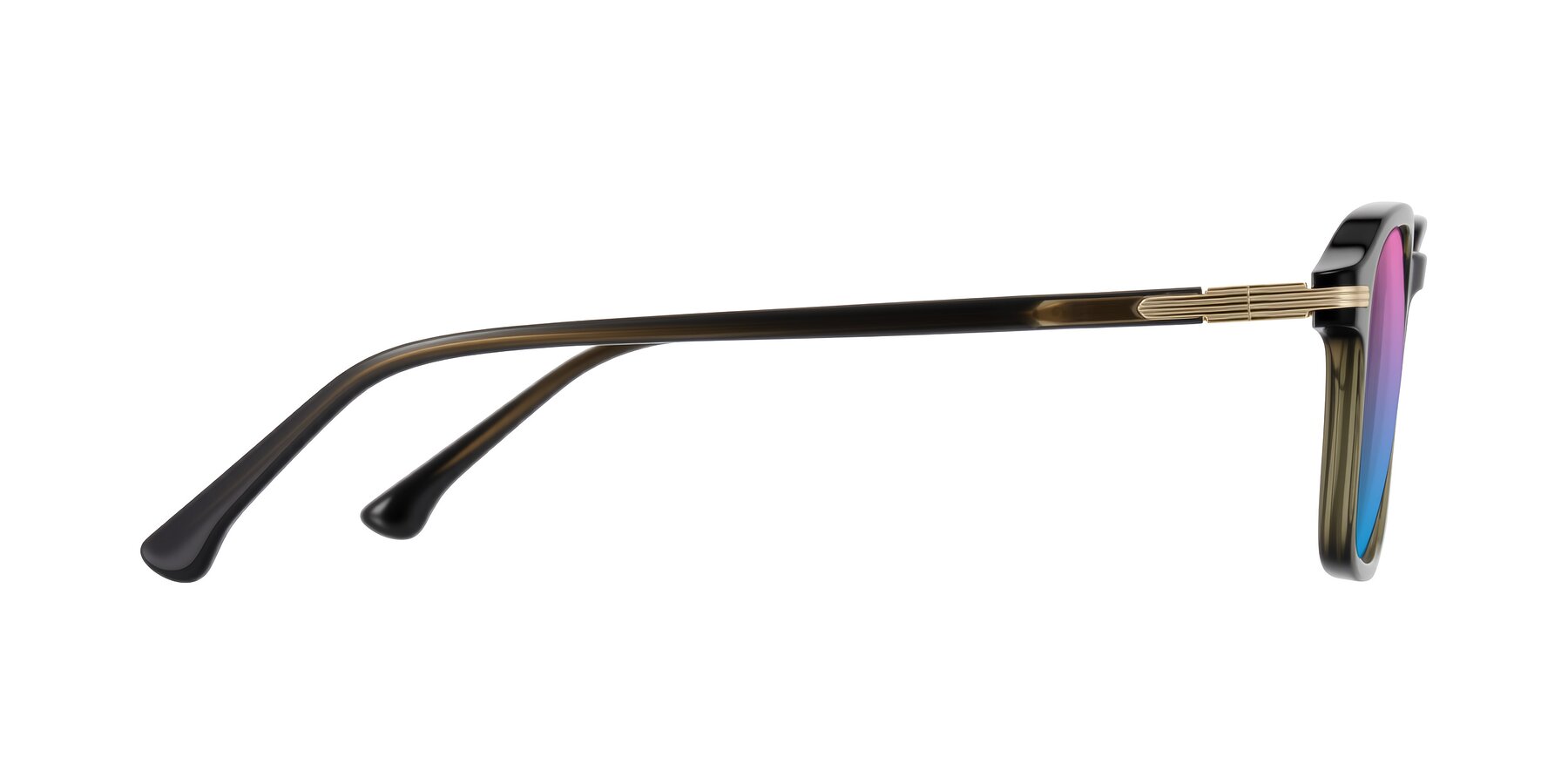 Side of Tlaho in Dark Green with Pink / Blue Gradient Lenses