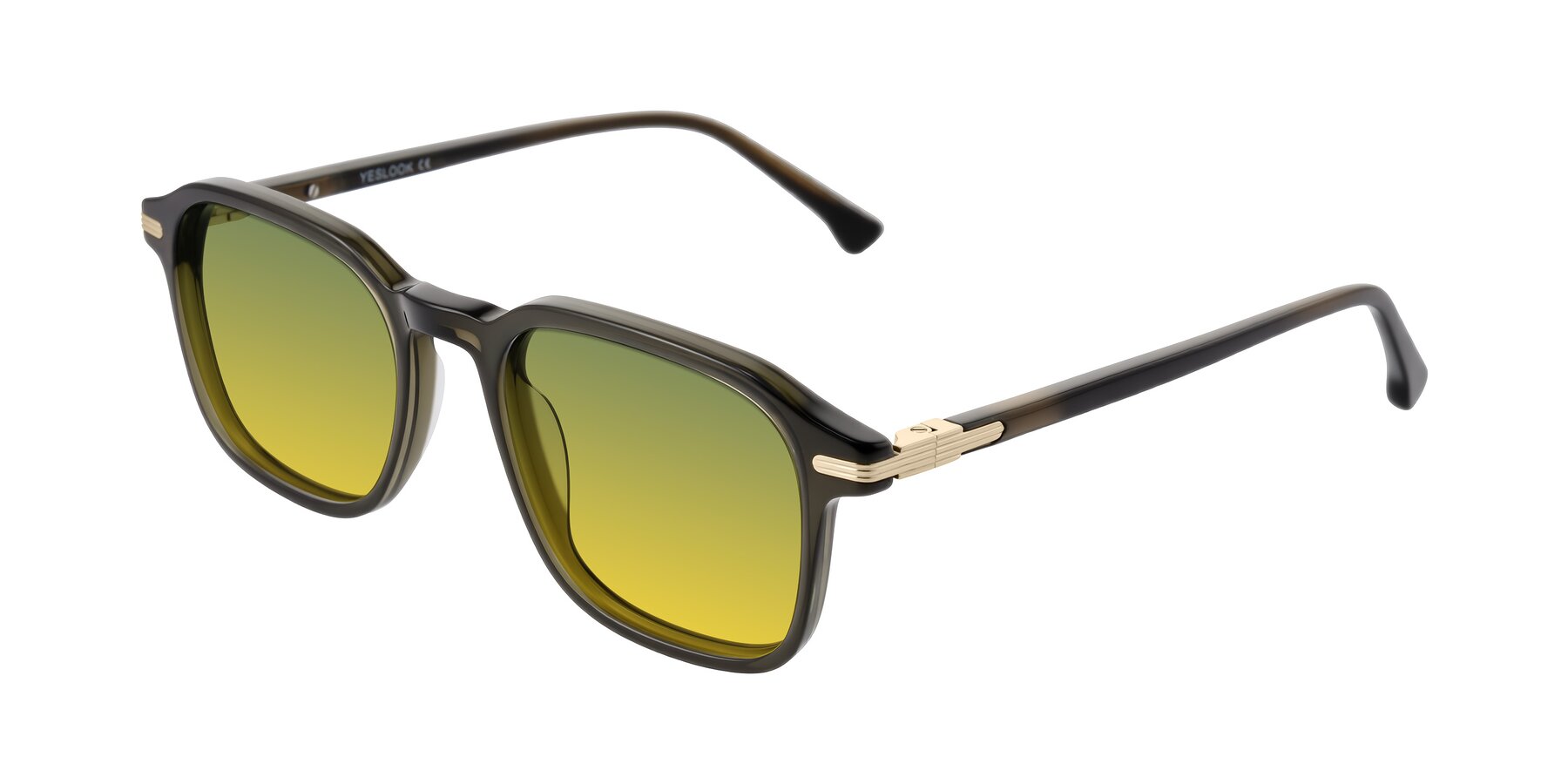 Angle of Tlaho in Dark Green with Green / Yellow Gradient Lenses