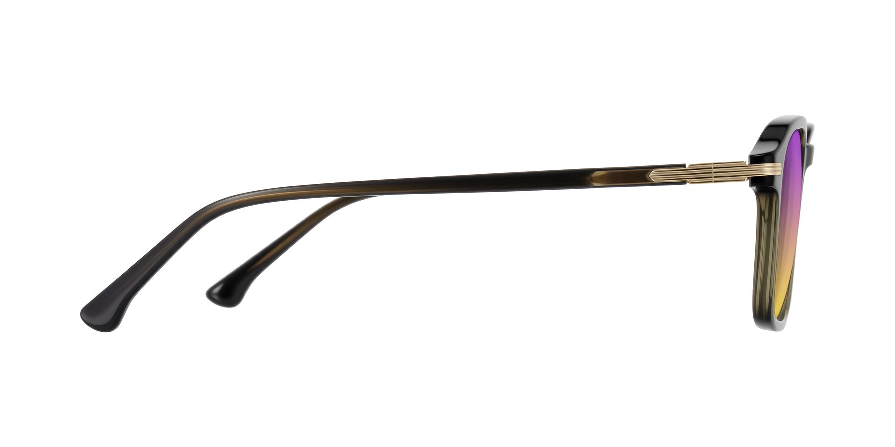 Side of Tlaho in Dark Green with Purple / Yellow Gradient Lenses
