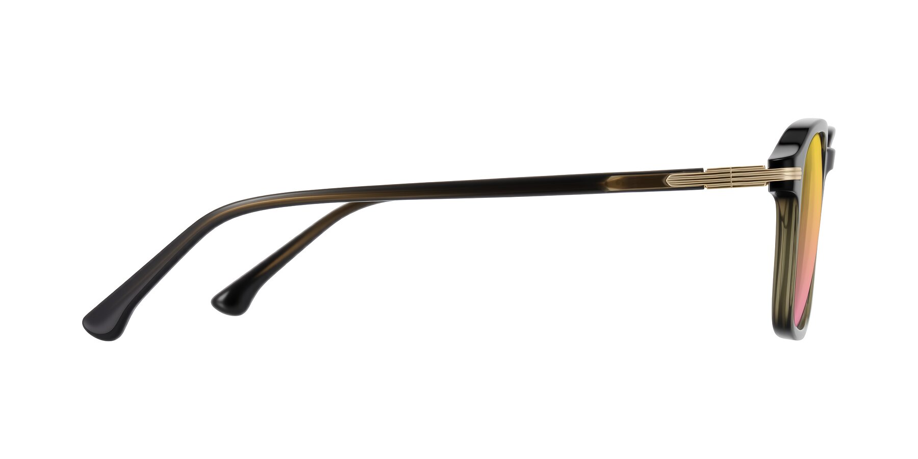 Side of Tlaho in Dark Green with Yellow / Pink Gradient Lenses