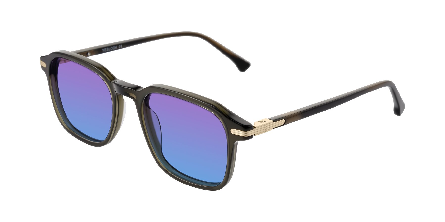 Angle of Tlaho in Dark Green with Purple / Blue Gradient Lenses