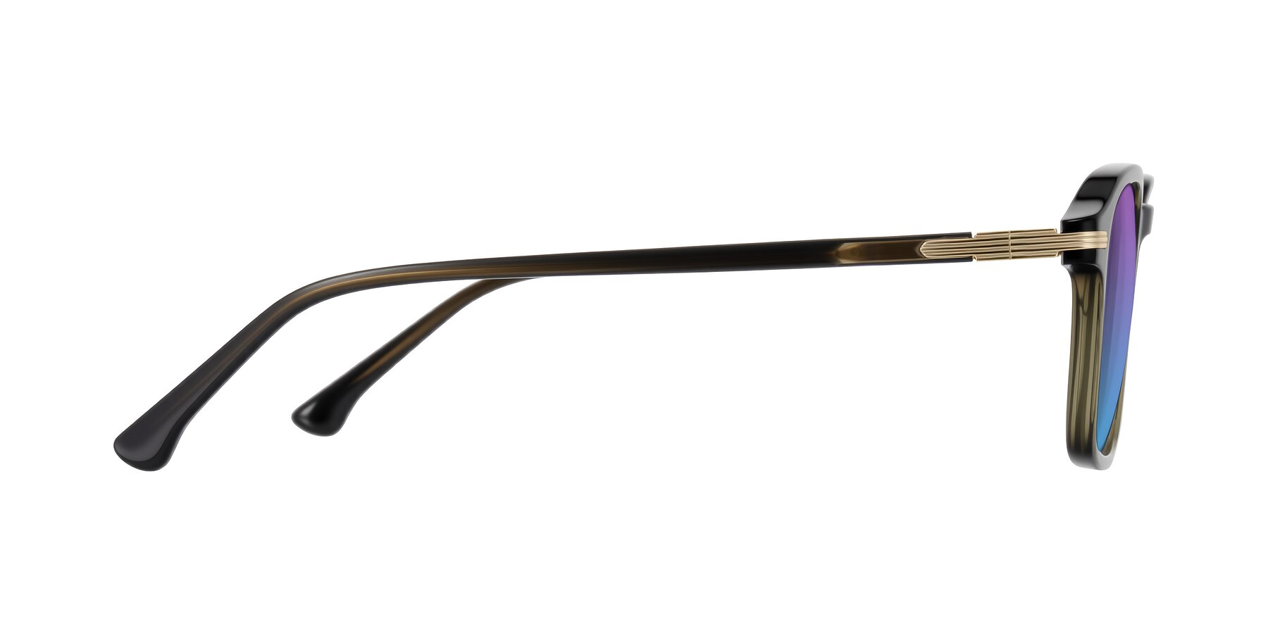 Side of Tlaho in Dark Green with Purple / Blue Gradient Lenses