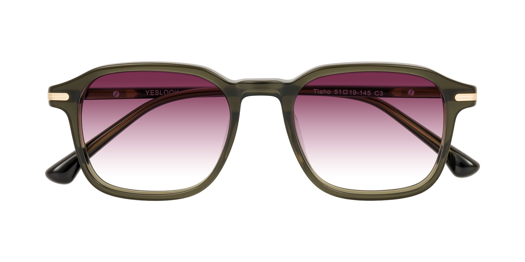 Folded Front of Tlaho in Dark Green with Wine Gradient Lenses