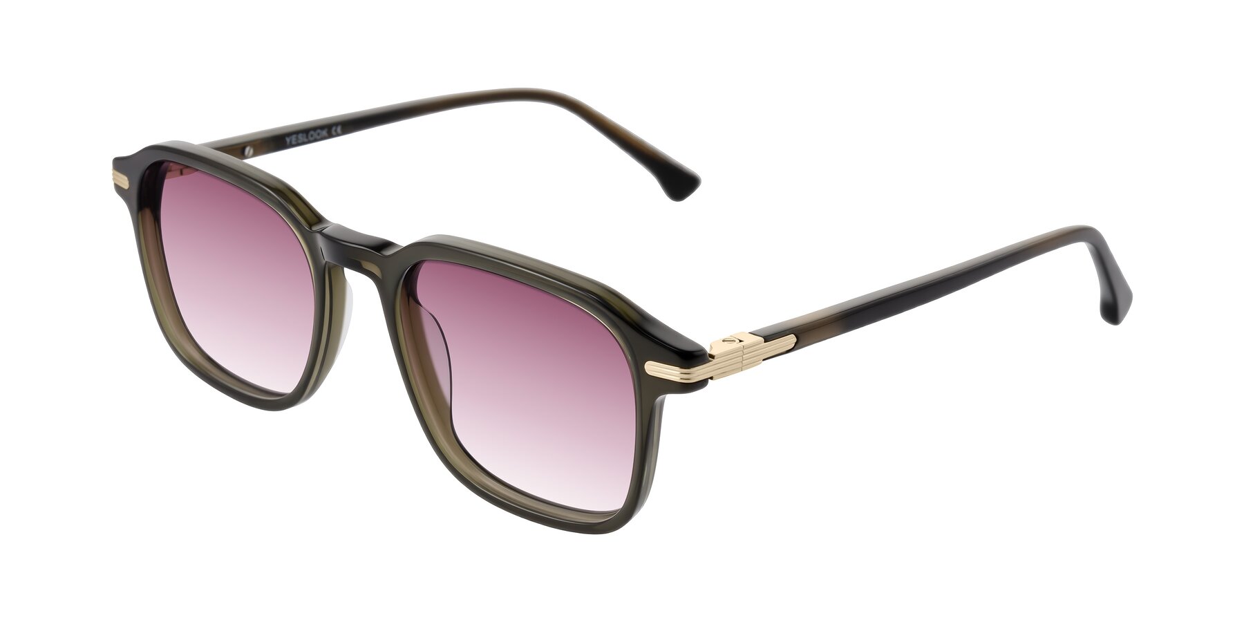 Angle of Tlaho in Dark Green with Wine Gradient Lenses