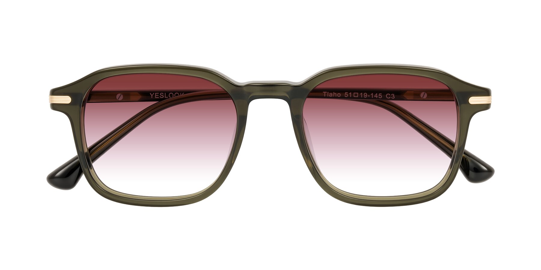 Folded Front of Tlaho in Dark Green with Garnet Gradient Lenses