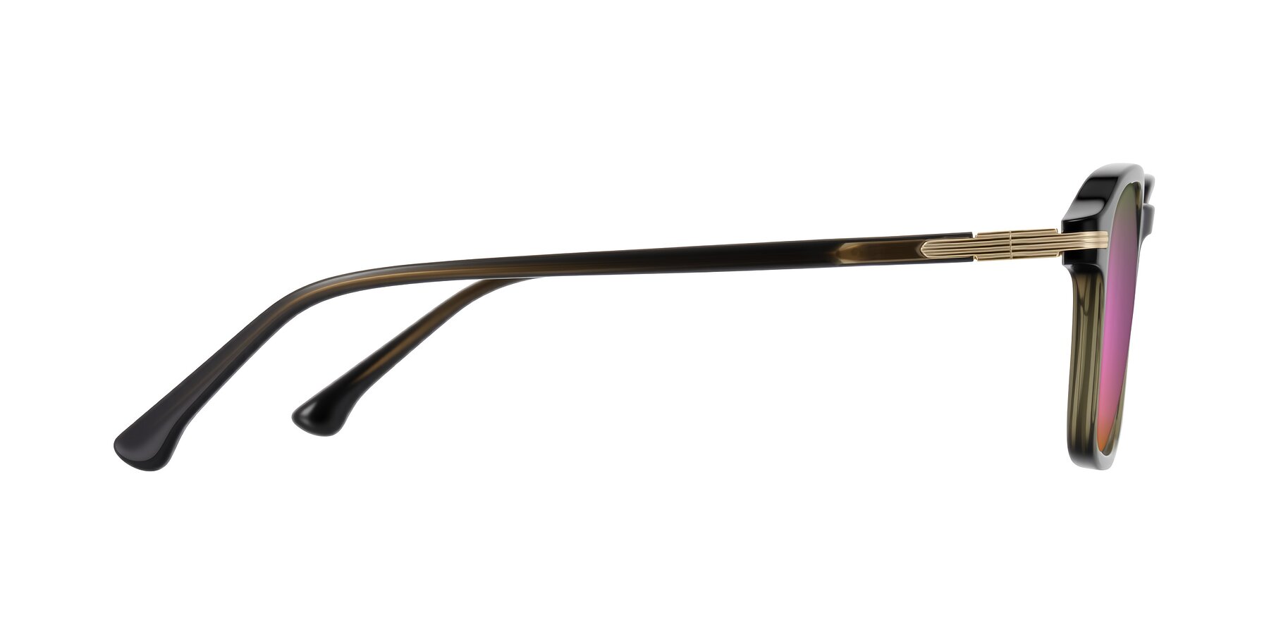 Side of Tlaho in Dark Green with Pink Mirrored Lenses