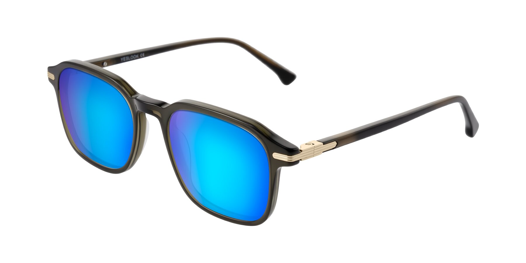 Angle of Tlaho in Dark Green with Blue Mirrored Lenses