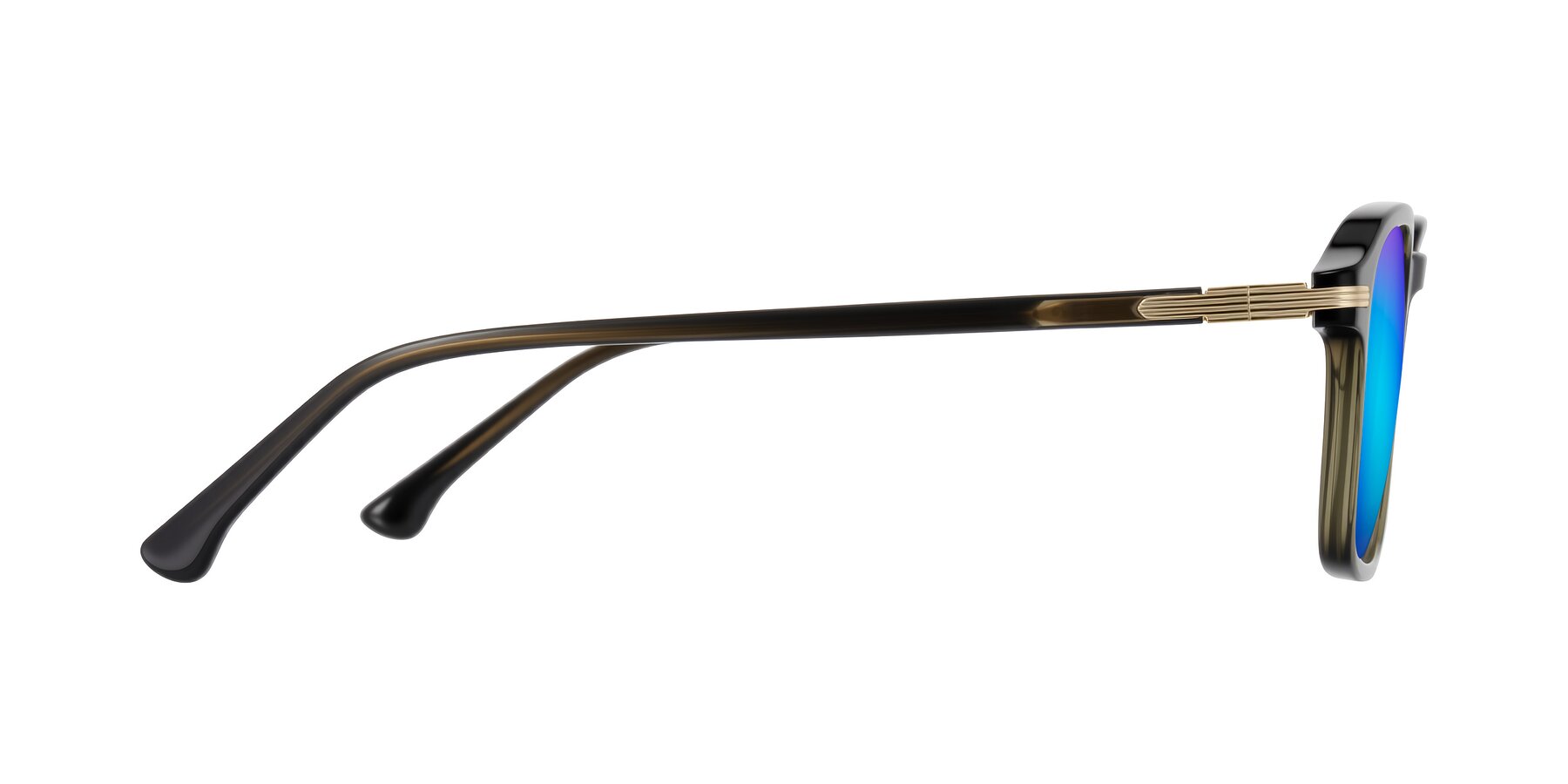 Side of Tlaho in Dark Green with Blue Mirrored Lenses