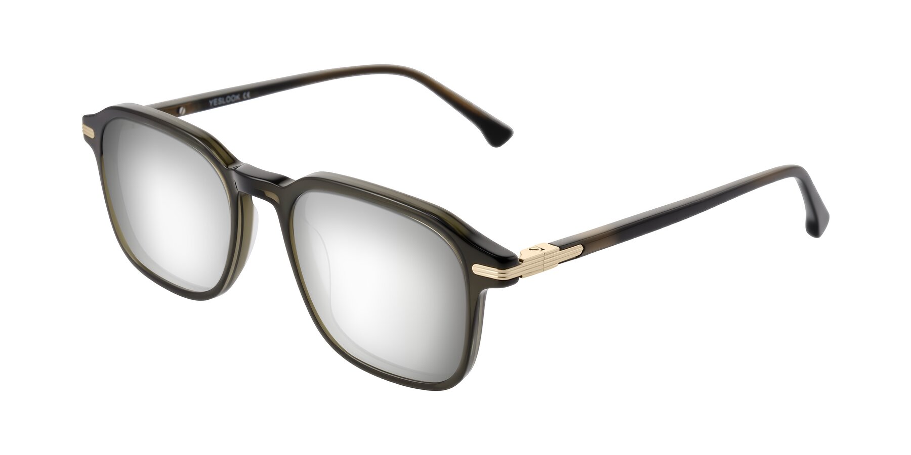 Angle of Tlaho in Dark Green with Silver Mirrored Lenses