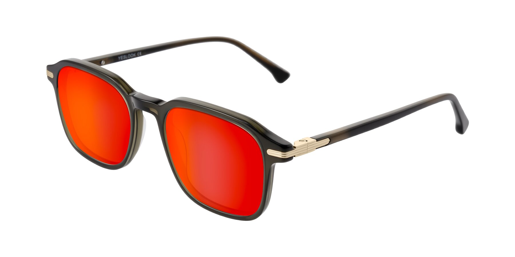 Angle of Tlaho in Dark Green with Red Gold Mirrored Lenses
