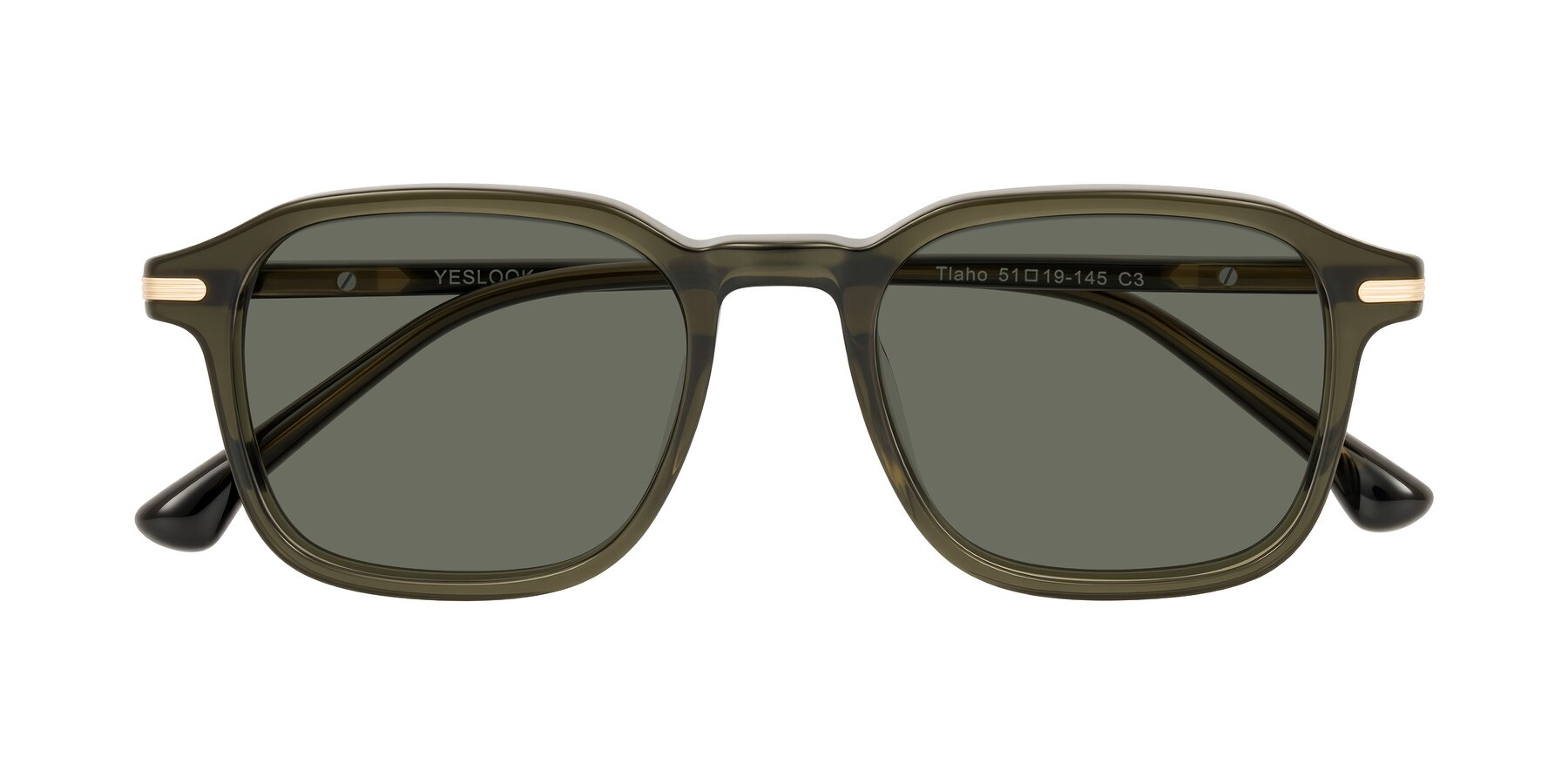 Folded Front of Tlaho in Dark Green with Gray Polarized Lenses