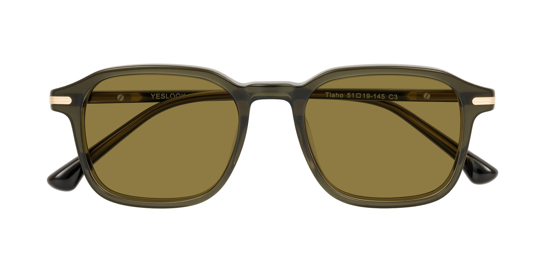 Folded Front of Tlaho in Dark Green with Brown Polarized Lenses