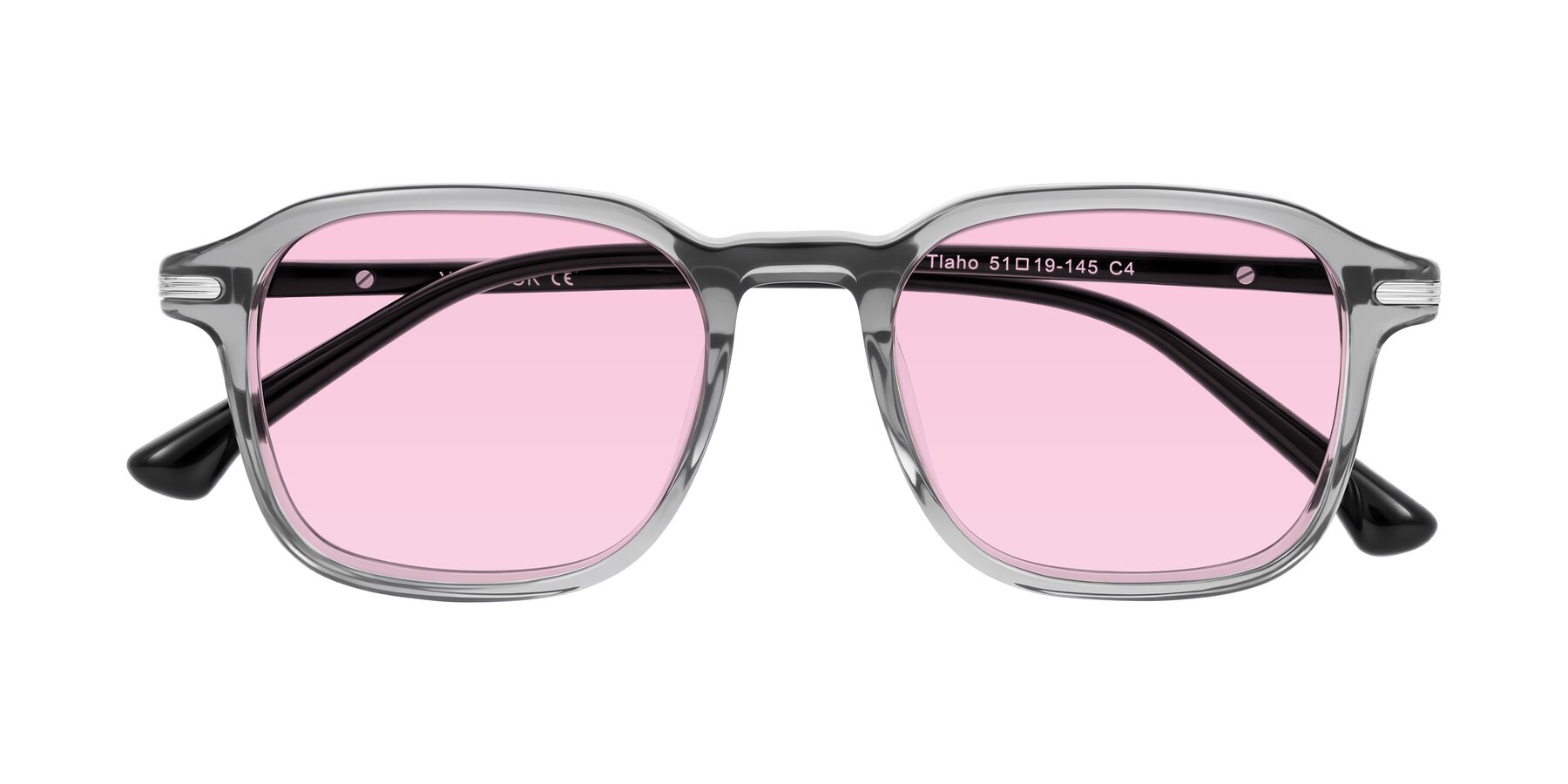Folded Front of Tlaho in Gray with Light Pink Tinted Lenses