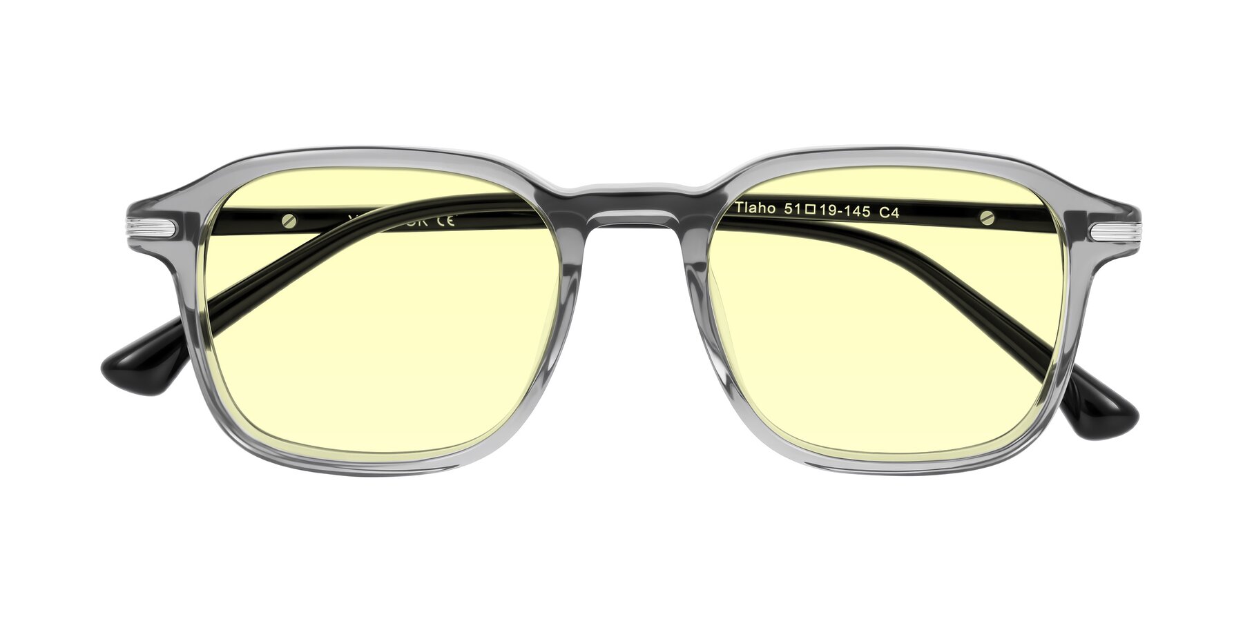 Folded Front of Tlaho in Gray with Light Yellow Tinted Lenses