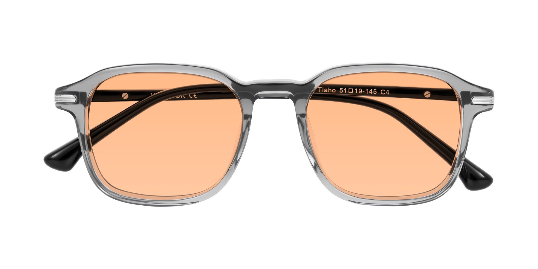 Folded Front of Tlaho in Gray with Light Orange Tinted Lenses