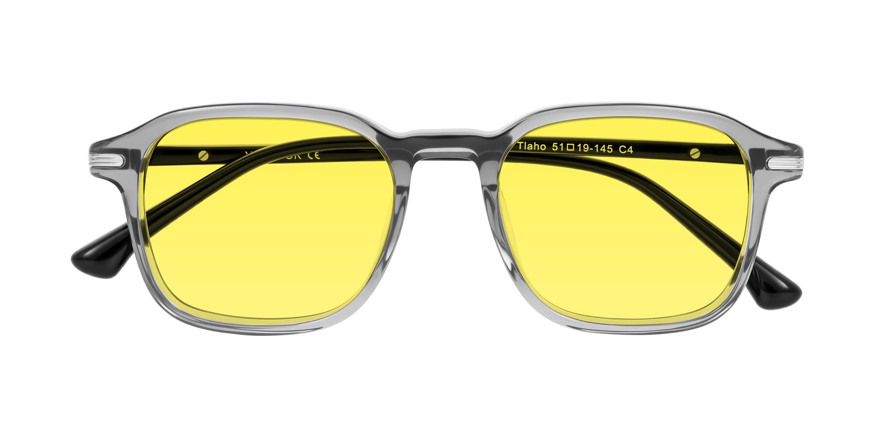 Folded Front of Tlaho in Gray with Medium Yellow Tinted Lenses