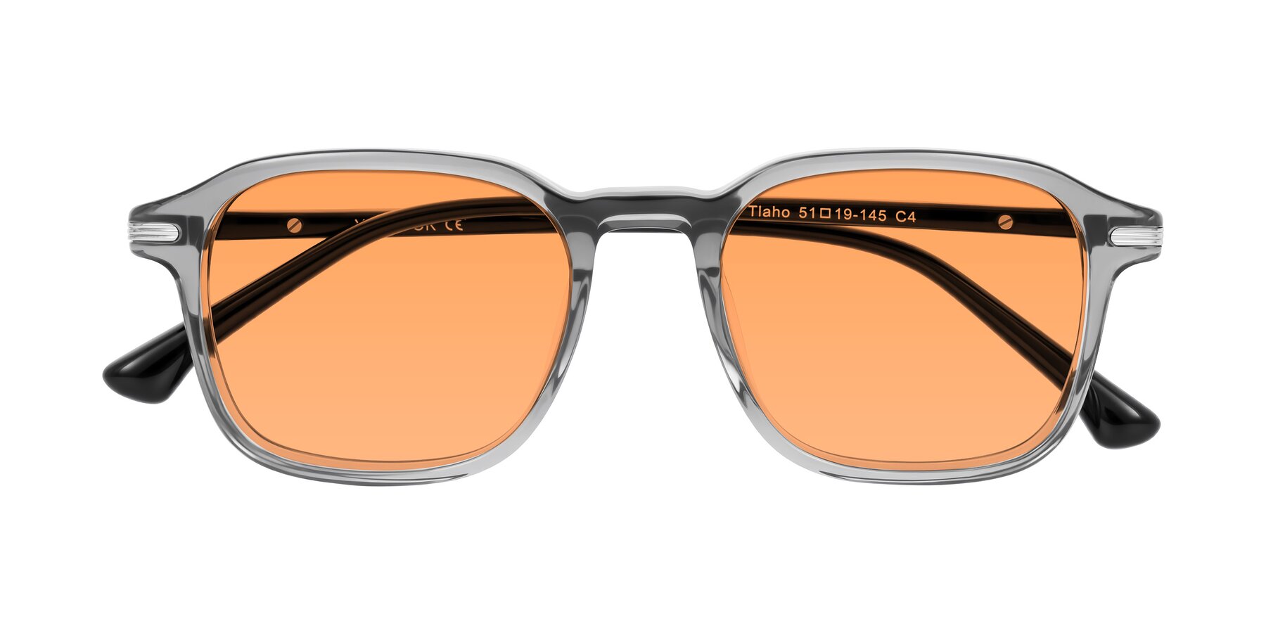 Folded Front of Tlaho in Gray with Medium Orange Tinted Lenses