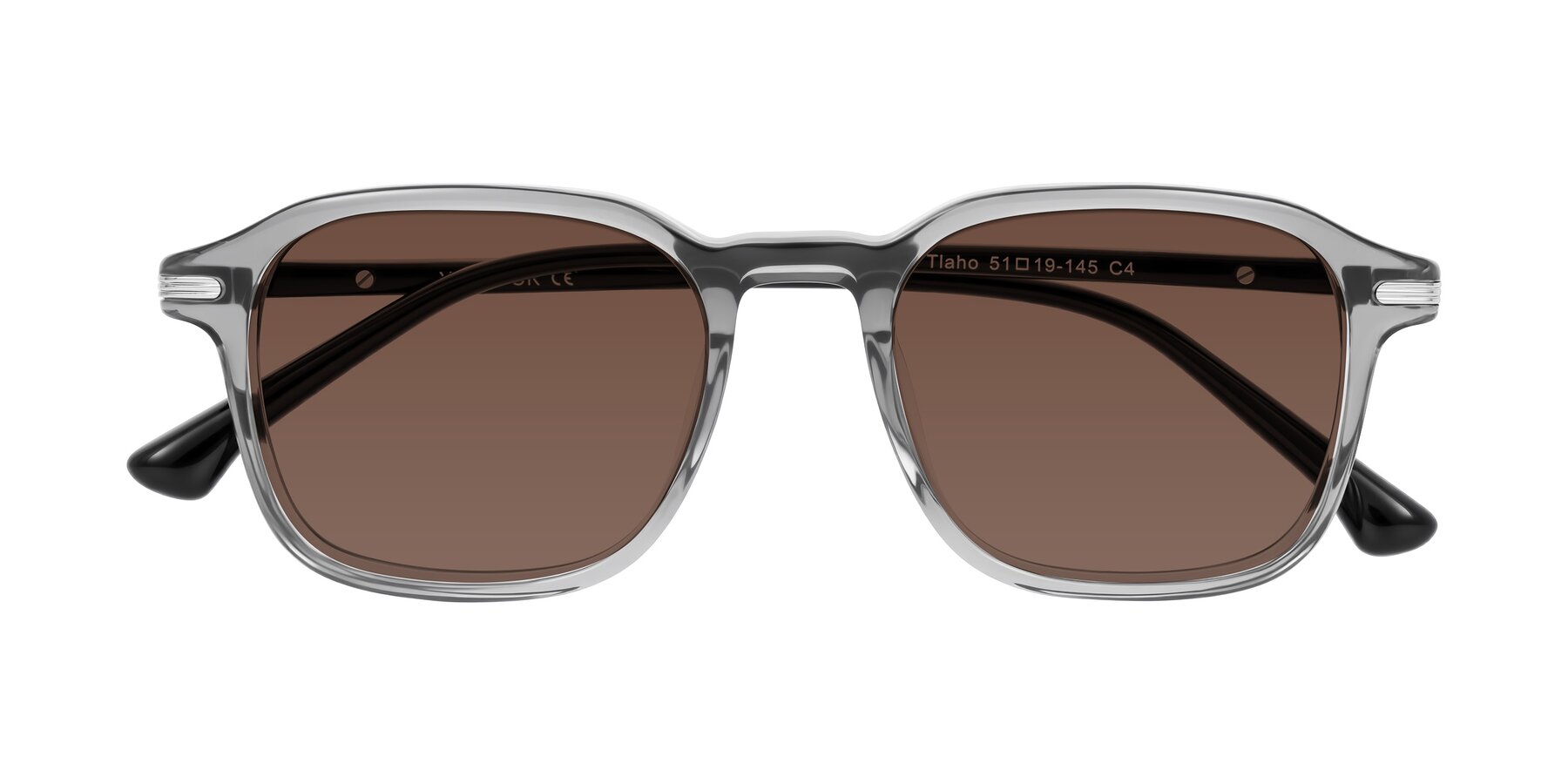 Folded Front of Tlaho in Gray with Brown Tinted Lenses