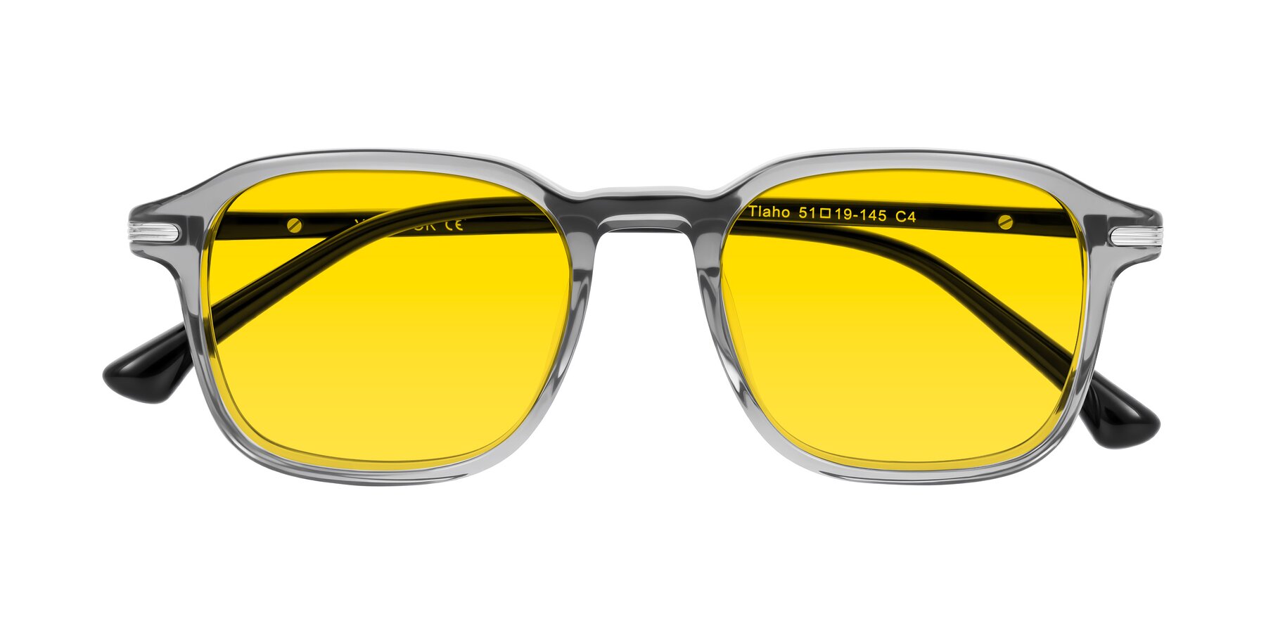 Folded Front of Tlaho in Gray with Yellow Tinted Lenses