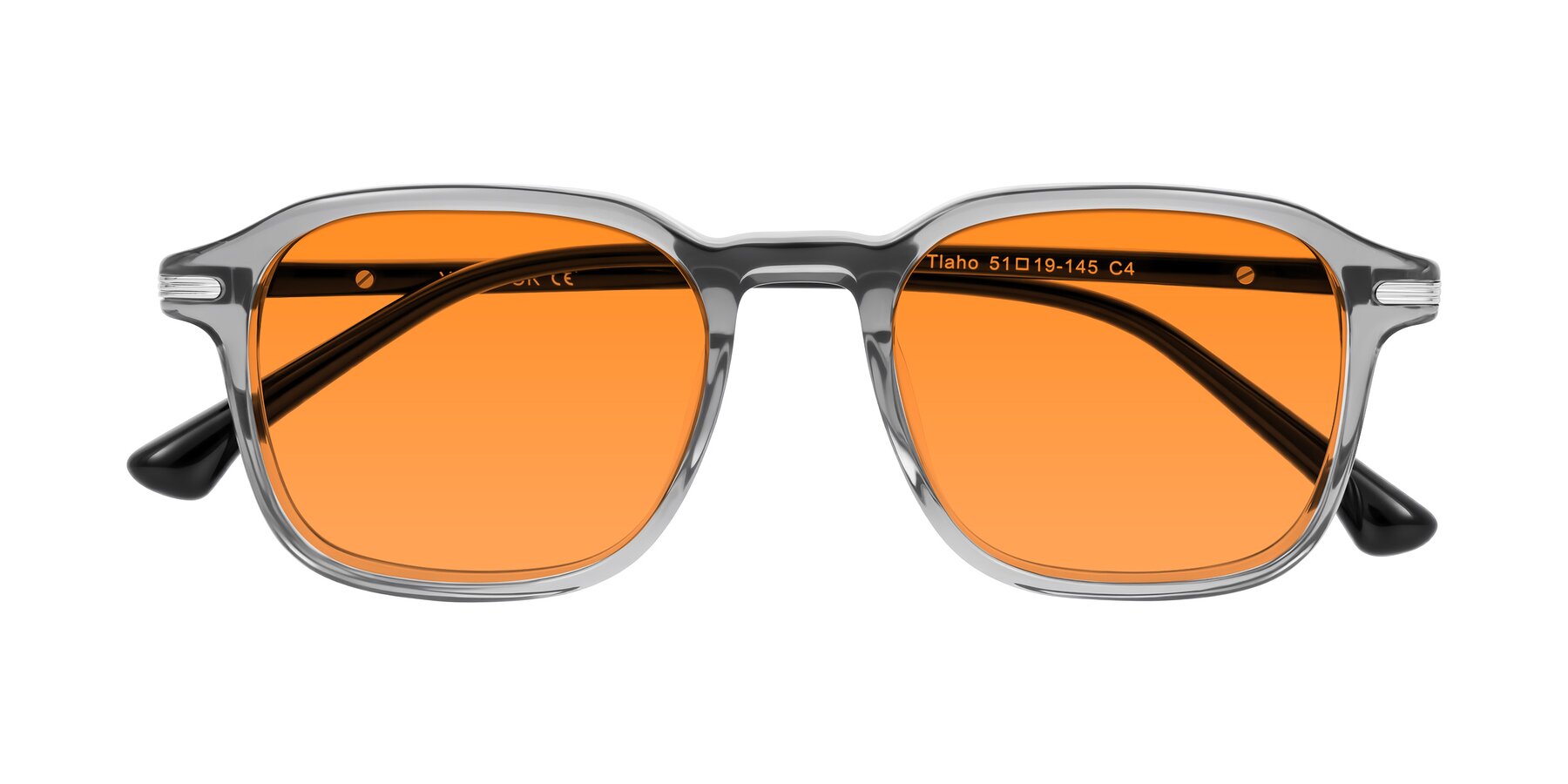 Folded Front of Tlaho in Gray with Orange Tinted Lenses