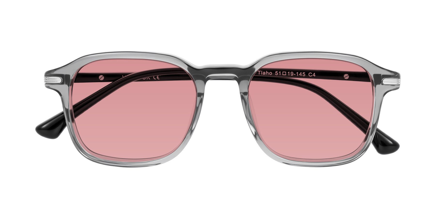 Folded Front of Tlaho in Gray with Medium Garnet Tinted Lenses