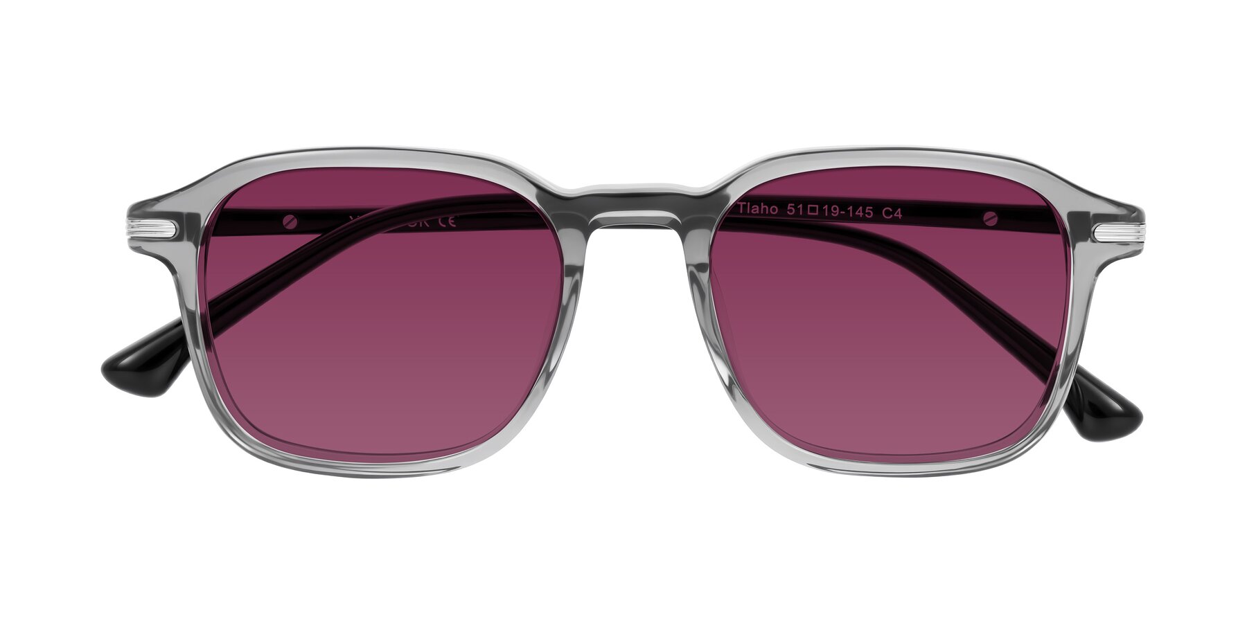 Folded Front of Tlaho in Gray with Wine Tinted Lenses