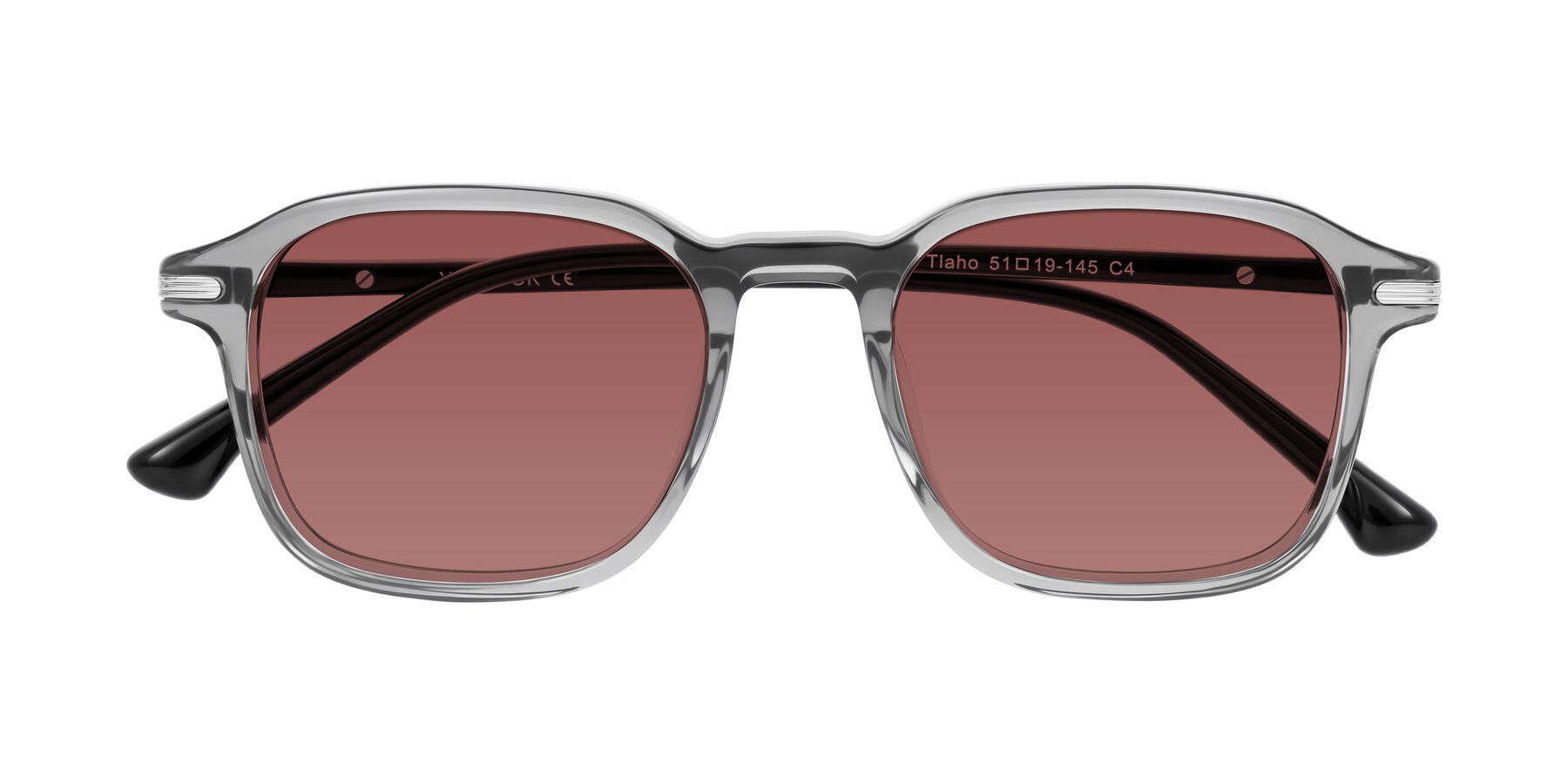 Folded Front of Tlaho in Gray with Garnet Tinted Lenses