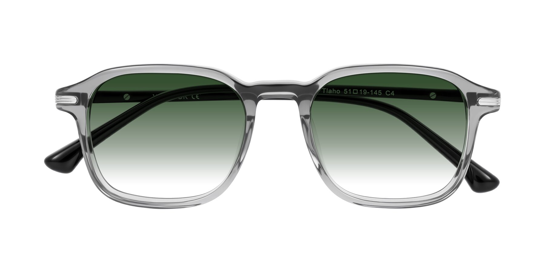Folded Front of Tlaho in Gray with Green Gradient Lenses