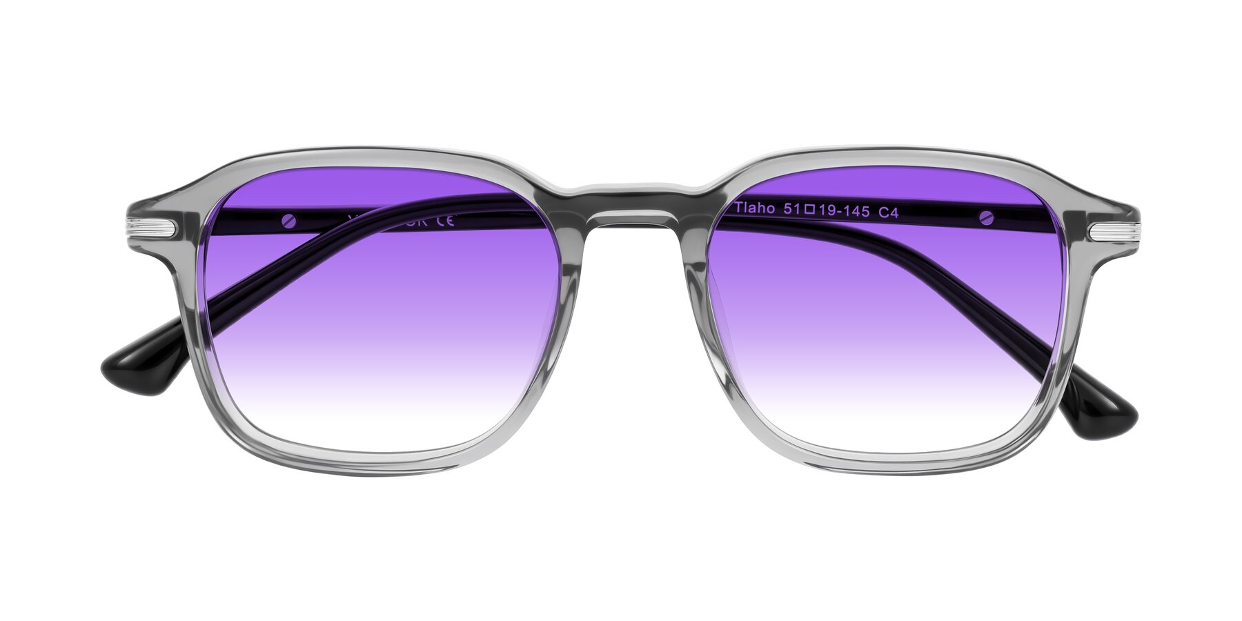 Folded Front of Tlaho in Gray with Purple Gradient Lenses