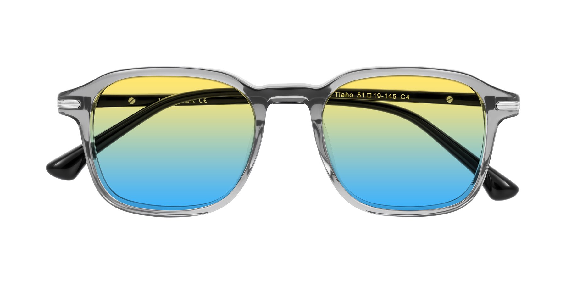 Folded Front of Tlaho in Gray with Yellow / Blue Gradient Lenses