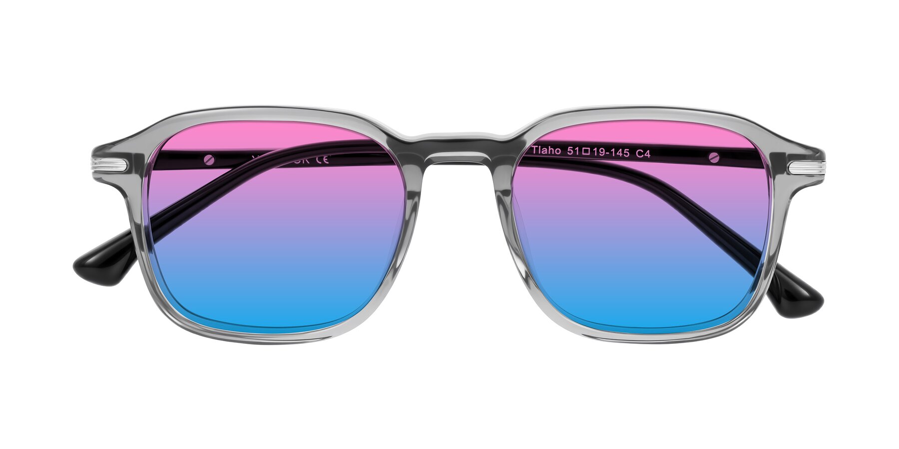 Folded Front of Tlaho in Gray with Pink / Blue Gradient Lenses