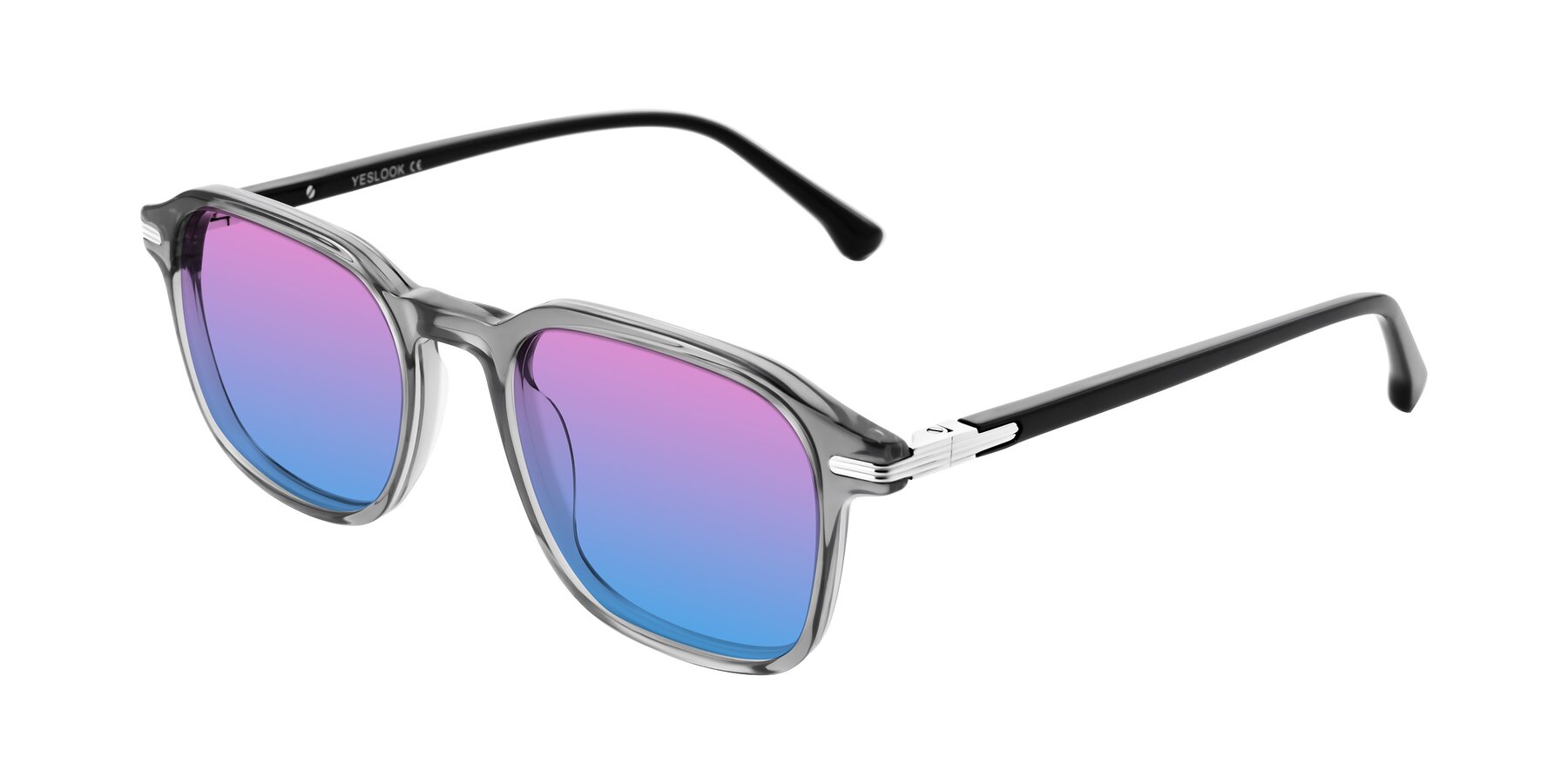 Angle of Tlaho in Gray with Pink / Blue Gradient Lenses