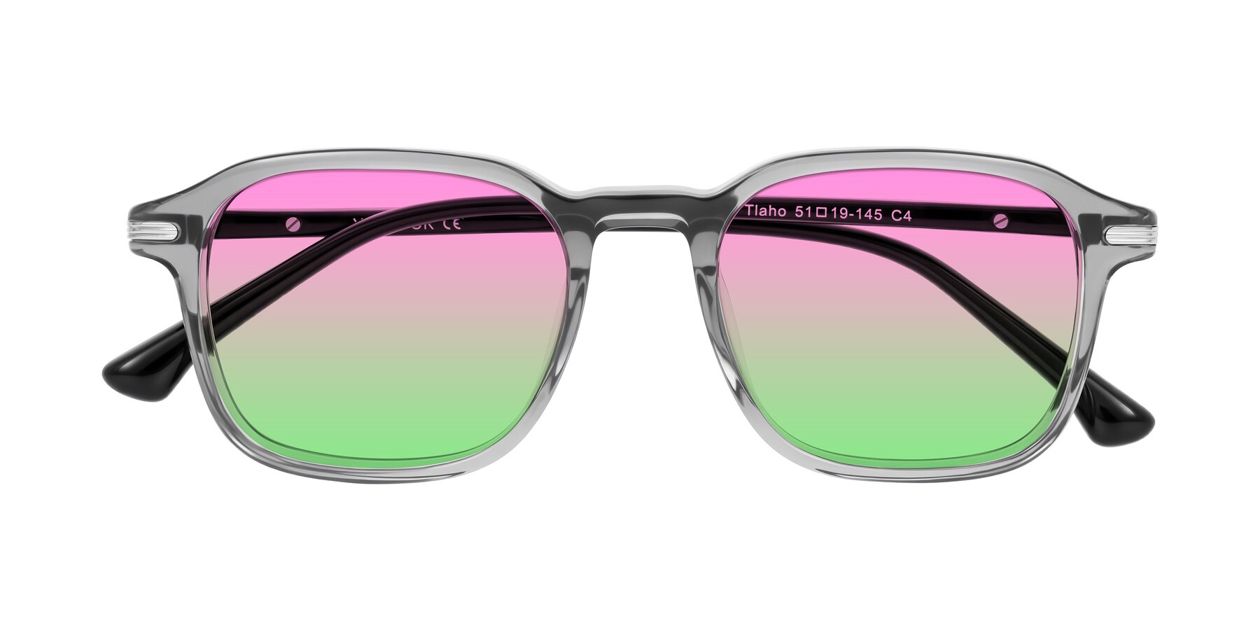 Folded Front of Tlaho in Gray with Pink / Green Gradient Lenses