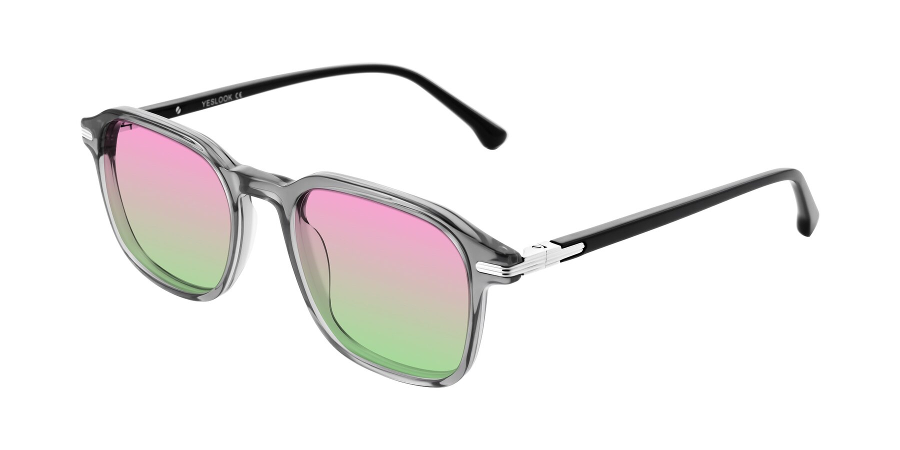 Angle of Tlaho in Gray with Pink / Green Gradient Lenses