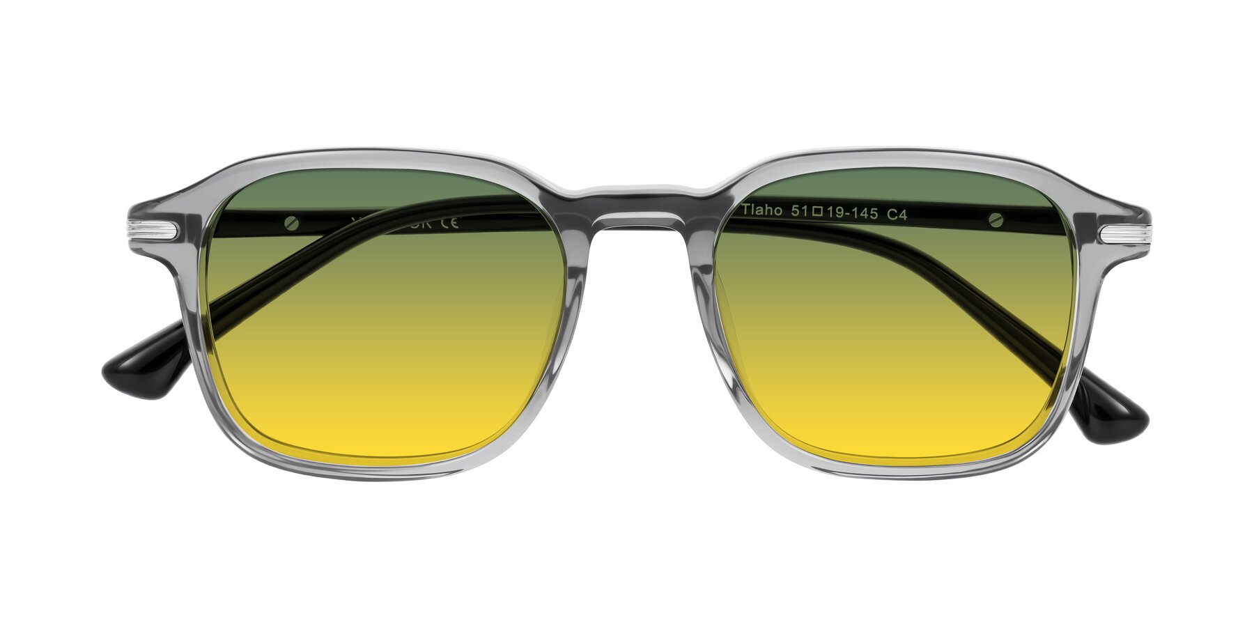 Folded Front of Tlaho in Gray with Green / Yellow Gradient Lenses
