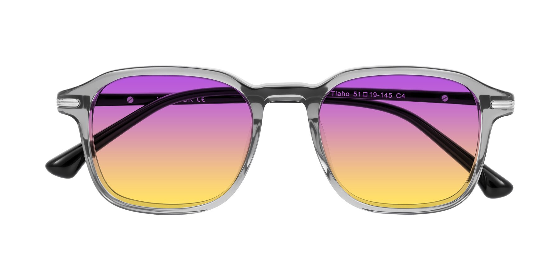 Folded Front of Tlaho in Gray with Purple / Yellow Gradient Lenses