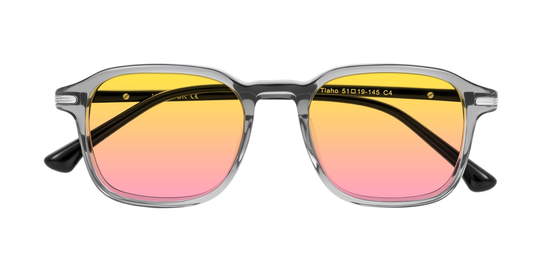 Folded Front of Tlaho in Gray with Yellow / Pink Gradient Lenses