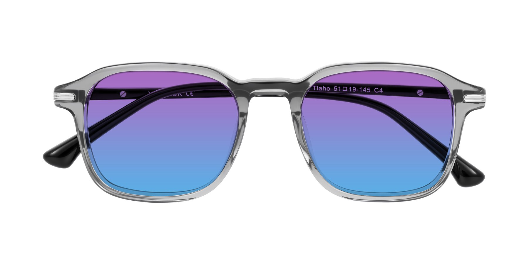 Folded Front of Tlaho in Gray with Purple / Blue Gradient Lenses