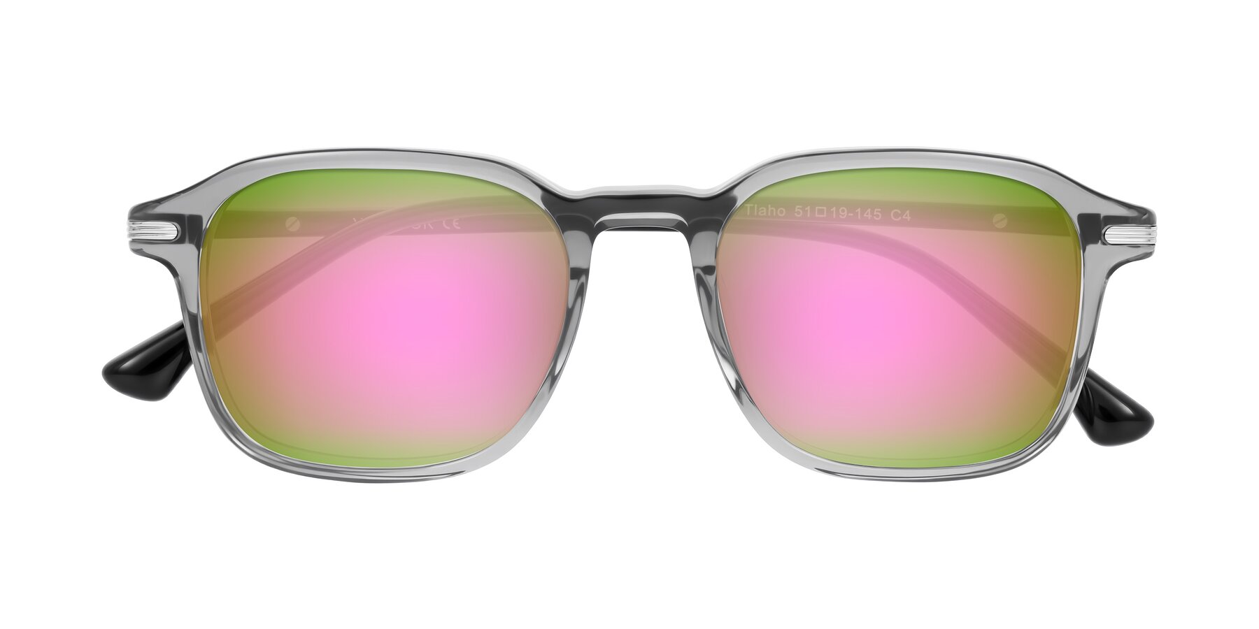 Folded Front of Tlaho in Gray with Pink Mirrored Lenses