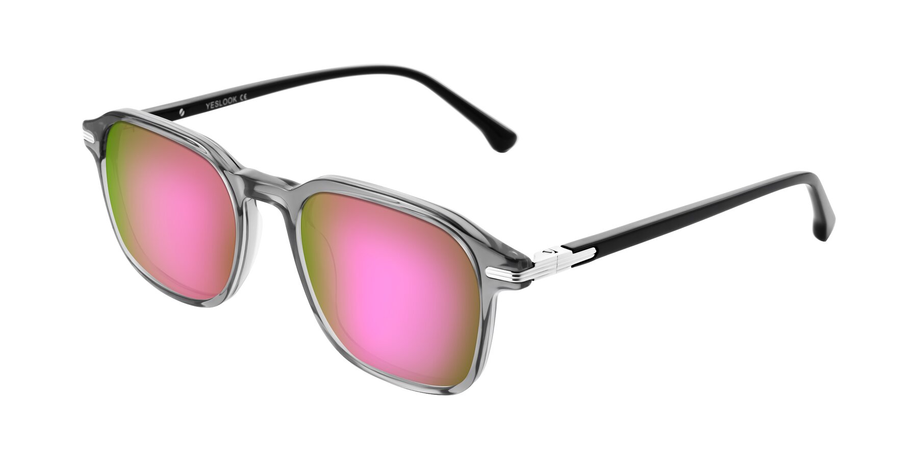 Angle of Tlaho in Gray with Pink Mirrored Lenses