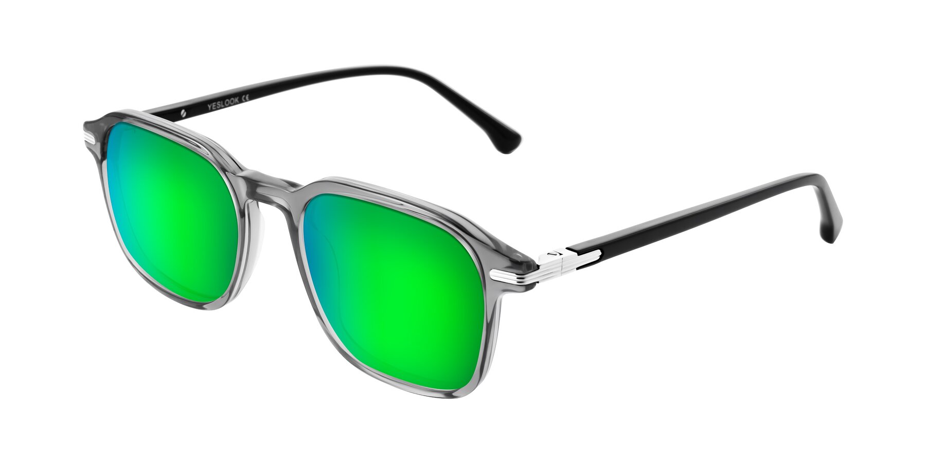 Angle of Tlaho in Gray with Green Mirrored Lenses