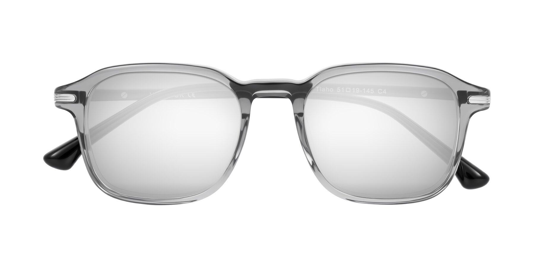 Folded Front of Tlaho in Gray with Silver Mirrored Lenses