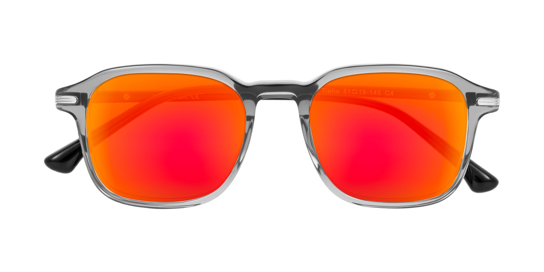 Folded Front of Tlaho in Gray with Red Gold Mirrored Lenses