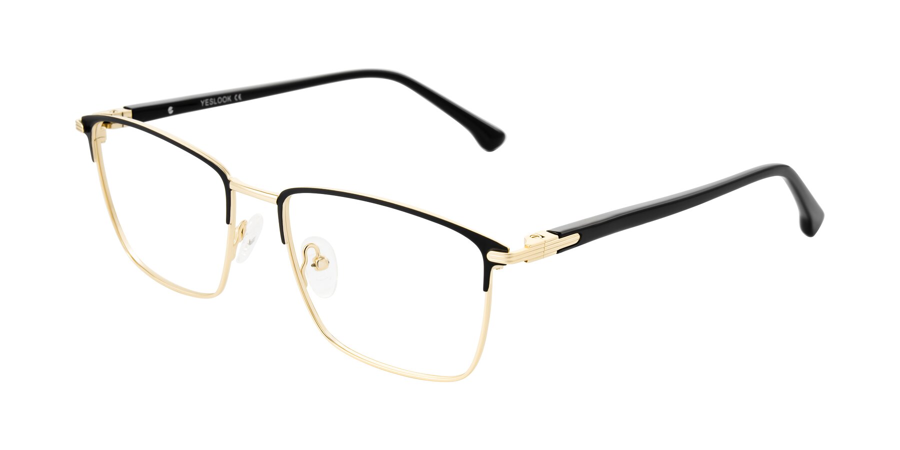 Angle of Casaku in Black/Gold with Clear Blue Light Blocking Lenses